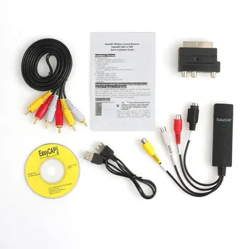 Profesionální USB2.0 VHS Na DVD Converter, Audio Video Capture Kit Scart RCA Cable Kit Sada Vhodná pro Win 10