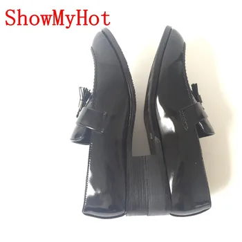 ShowMyHot Střapec špičaté microfibe Kožené Muži Šaty boty Podnikání vkročit boty retro Bullock Britská jarní podzimní boty