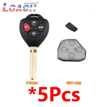 5kusů/lot Upgrade Klíče Dálkového ovládání 4 Tlačítka Fob 315MHz 4D67 Čip pro Toyota Camry Corolla Sienna FCC ID:HYQ12BBY, 4D-67,1511-12BBY