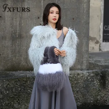 2020 Nové Zimní Rex Rabbit Fur Taška Fox Kožešiny Kabelka Handleholder Kožené Peněženky Lady Bag Tibetu Jehněčí Kabelka Korejské Nákupní Tašky