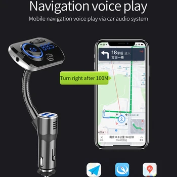 YASOKRO QC3.0 FM Vysílač Bluetooth 5.0 MP3 Voiture Auto Přehrávač podporuje hands-free s LED Displej Dvojitá USB Nabíječka