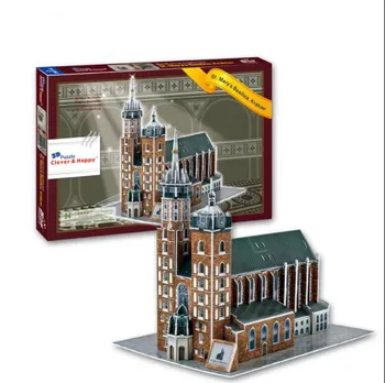 St. Mary ' s basilica v Krakov církevní Učení 3D Papír DIY Puzzle Model Vzdělávací Hračka Soupravy pro Děti Chlapec Dárek Hračka