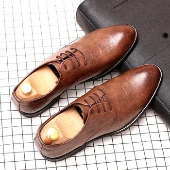 Jsem speciálníinstitucionální rysy E5231457 Muži kožené boty vysoké kvality muži PU boty šněrovací vlastní značky boty muži