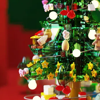 Vánoční Strom Otočné Music Box, Kompletace Stavební Bloky Vzdělávací Hračky pro Děti, Kreativní Festival Dárek
