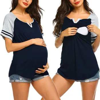 Těhotné Ženy Tshirt Tričko Těhotenské Krátký Rukáv Plus Velikost Kojící tričko Pro Kojení Camiseta Enfermera Kojící Topy