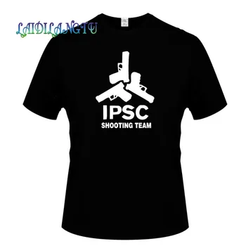 Evropa Velikosti jednobarevné Bavlna T Košile Pánská IPSC Střelba Tým Letní Skateboard Tee Boy Hip hop Skate Tričko Topy