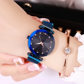 Reloj Mujer Luxusní Nerezové Oceli Hvězdnou Oblohu Hodinky Ženy Módní Magnet Spony Náramkové Hodinky Pro Ženy Hodiny Bling Dámské Hodinky