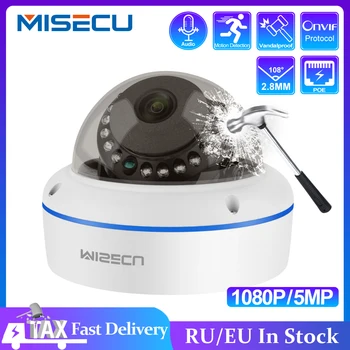 MISECU Super HD 5MP 2MP H. 265 Sledování IP POE Kamery 1080P Audio Mikrofon Vnitřní Dome Bezpečnostní Kamery-Mail Push ONVIF P2P