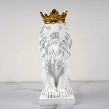 VILEAD Zlatá Koruna Lví Král Socha Nordic Řemeslné Domácí Kancelář Dekorace Lví Král Model Zvířat, Umění Sochařství