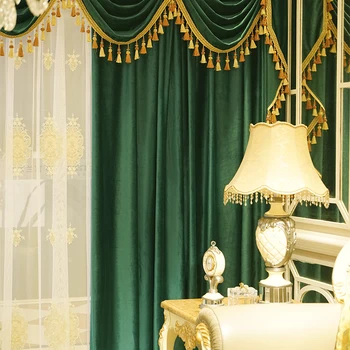 Luxusní atmosféru zlaté sametové clothmantle závěs hlavy luxusní vila vlastní záclonka závěsy pro obývací pokoj, jídelny, ložnice