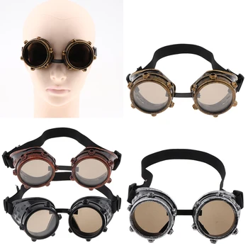 Retro Vintage Šrouby Kulaté Steampunk Cyber Brýle Brýle Svařování Punk Gothic Efektní Šaty