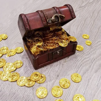 100ks Pirát zlaté Mince Halloween plastové falešné zlaté Halloween Vánoční dekorace pro domov, děti prospěch hry treasure dodávky