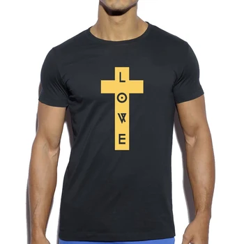 Křesťanský Kříž Víra T Shirt Men Krátký Rukáv O-neck Vtipné Tričko Slim Fit Měkká Bavlna Oblečení Mužské Módní Cool Streetwear