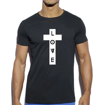 Křesťanský Kříž Víra T Shirt Men Krátký Rukáv O-neck Vtipné Tričko Slim Fit Měkká Bavlna Oblečení Mužské Módní Cool Streetwear