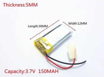 3.7 V 150mAh 501230 Lithium Polymer Li-Po Dobíjecí Baterie Pro DIY Mp3, GPS, sluchátka, headset