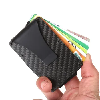 Metal Slim Uhlíkových Vláken Držitelé Kreditních Karet RFID Blokování Obchodní Peněženka pro Muže Portble Peněženky Peníze Klip je Ultra-tenký Chránič