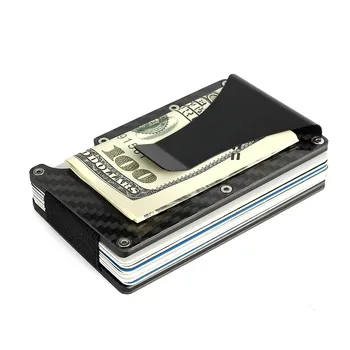 Metal Slim Uhlíkových Vláken Držitelé Kreditních Karet RFID Blokování Obchodní Peněženka pro Muže Portble Peněženky Peníze Klip je Ultra-tenký Chránič