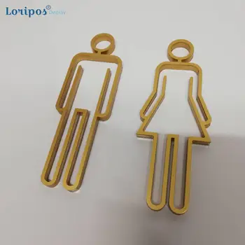 ABS Toaleta Symbol Lepicí Couval Koupelna Wc Dveře Znamení pro Hotel,Kancelář,Domov,Restaurace (Gold)