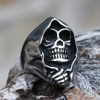 Gothic Zubatá Lebka Kroužky Muži Z Nerezové Oceli Punk Biker Skull Ring Mužské Módní Kouzlo Šperky Nejlepší Dárek Pro Přítele