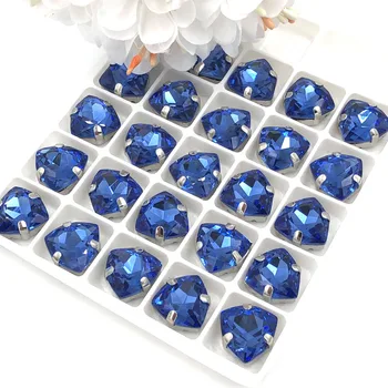Svatební dekorace 12mm Tlustý tvar Trojúhelníku Světle modré Vysoce kvalitní Sklo Crystal šít na kamínky diy/oděvní doplňky