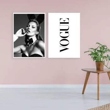 Plakáty A Tisky Černé a Bílé Obrázek Plakát, Plátno Obraz Vogue Citace Wall Art Obrázky Pro Obývací Pokoj Domácí dekorace