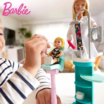Barbie Kariéru Zubaře Panenka Playset & Playset Předstírat, že Lékař Hračka S Příslušenstvím Boneca Pro Děti, Dárek k Narozeninám Krabici FXP16