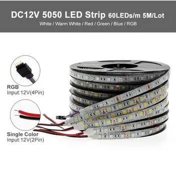 5m 12V LED Strip Světlo Pásky SMD 5050 60Leds/M LED pásek Světlo Pásky RGB LED Strip Osvětlení Diodové Pásky Páska Flexibilní
