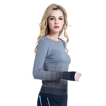 Sport Ženy barva přechodu dlouhý rukáv tričko elastické lady Jóga T-košile, Venkovní Nový