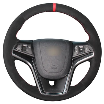 Černé Semišové Červenou Značku Auta Volant Kryt pro Chevrolet Malibu 2011-Volt 2011-