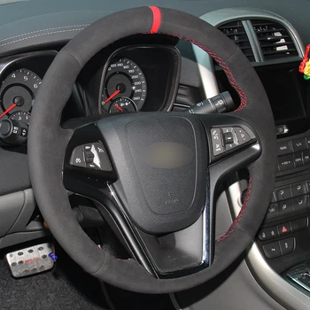 Černé Semišové Červenou Značku Auta Volant Kryt pro Chevrolet Malibu 2011-Volt 2011-