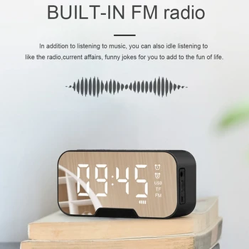 Přenosné LED Zrcadlo Digitální Reproduktory Bluetooth Budík MP3 FM Rádio