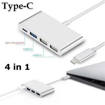 4 IN1 USB 3.1 Typ C Samec na USB 3.0 HUB Samice USB-C Nabíjecí Port Připojení Adaptéru Datový Přenos Kabel pro Macbook Notebook