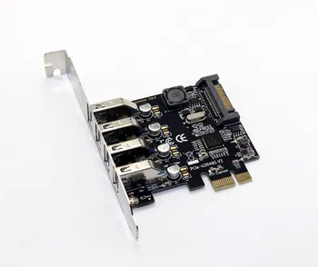 4 Port USB 3.0 5Gbps PCI-Express X1 Kartu Adaptér, ROZBOČOVAČ Podpora Low Profile Bracket