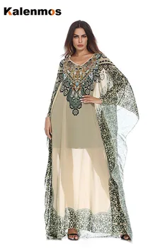 KALENMOS Muslimské Abaya Šaty Ženy Vytisknout Islámské Oblečení Ramadánu Musulman Župan Turecko Marocké Kaftan Maxi Hidžáb Vestidos Ropa