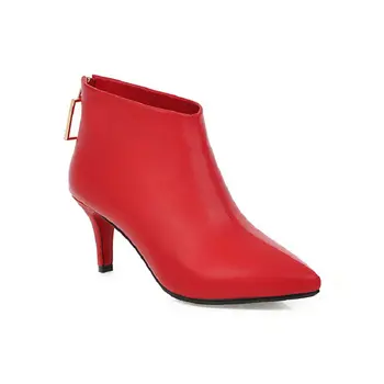 Sianie Tianie 2020 vysoce kvalitní ženy boty, bílé červené černé boty na podpatku kotníkové boty pro ženy tenké vysoké podpatky zimní boty velikost 43