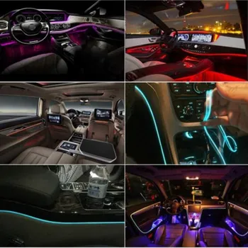 Auto Okolního Světla Noha Lampy RGB (6 + 4) s 8M Optických Vláken 64colors Led Bezdrátové Threading Ne App Ovládání led Univerzální auto