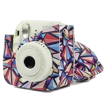 Etnický Styl PU Kůže Kamera Taška Pro Fuji Fujifilm Instax Mini 9 8 8+ Pouzdro Barva, Kostkovaný Vzor Pouzdro pro Instantní Film Taška