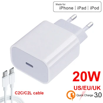 Rychlá Zeď Nabíječky EU/US Plug PD USB Nabíječka Quick Charge Mobilní Telefon, Nabíječka pro iPhone X/11/12 Xiaomi