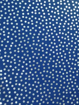 Daisy flower Navy Modrá Stříbrná Lisování Lisované Bavlněné Tkaniny Rostlin DIY Patchwork Textilní Tkáně Domů Oblečení Šaty viaPhil