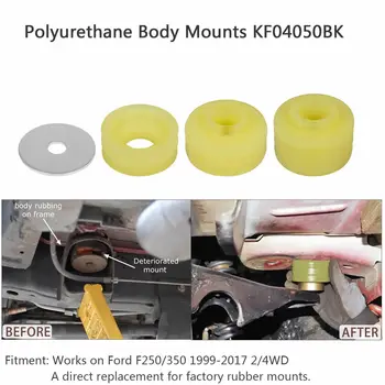 KF04050BK Tělo Mount Pouzdro Kit pro Ford F250 F350 1999-2017 2WD 4WD Polyuretanové Tělo Úchyty Žlutá