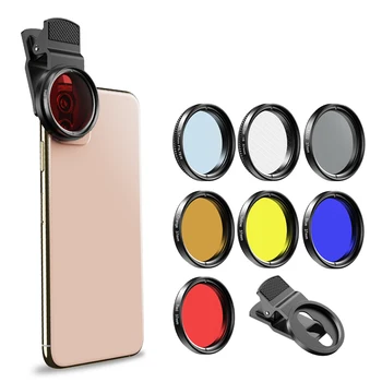APEXEL 7in1 Plný Filtr, Objektiv Full Kit Červená Žlutá Barva ND32 CPL Hvězdičkový Objektiv Fotoaparátu Filtr S 37mm klip pro chytré telefony 37UV-F
