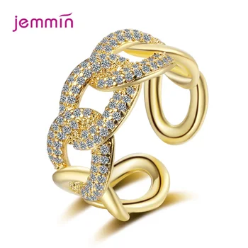 Módní 925 Sterling Silver Geometrické Jednoduchý Řetěz Prsteny pro Ženy Zdarma Velikost Prsteny Jemné Šperky 2021 Nový Design