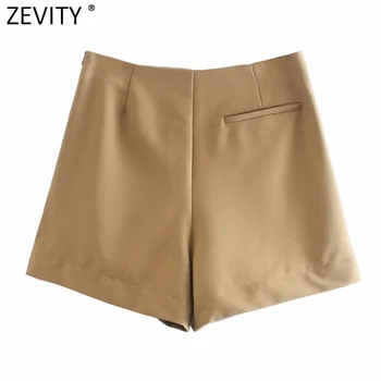 Zevity Nové Ženy, Vintage Double Breasted Solid Casual Slim Šortky Sukně Ladies Boční Zip Elegantní Šortky Pantalone Cortos P960