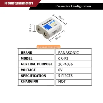5pack/lot Nový, Originální Panasonic CR-P2 6V 2CP4306 1300mah Lithiové Baterie Baterie Fotoaparátu Baterie Snímání