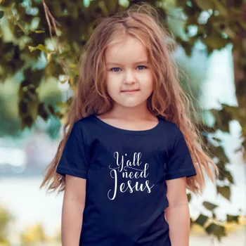 Všichni Potřebují Ježíše Děti Tričko Kid Letní Módní Chlapci Dívky Dopisy Tisk Ležérní Tričko Topy Oblečení Dítě T Košile Dětská Trička