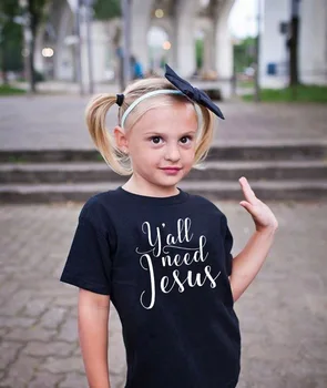 Všichni Potřebují Ježíše Děti Tričko Kid Letní Módní Chlapci Dívky Dopisy Tisk Ležérní Tričko Topy Oblečení Dítě T Košile Dětská Trička