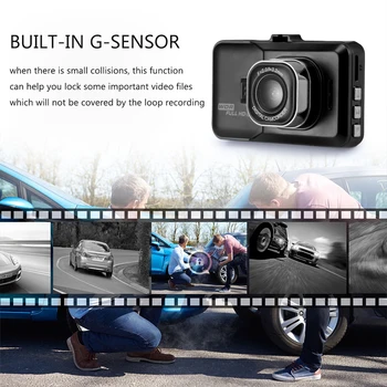 Onever 3 palce Dash Fotoaparát Auto DVR Dash Cam Video Rekordér HDMI HD 1080P Videokamera Noční Vidění, Detekce Pohybu, Smyčka Nahrávání