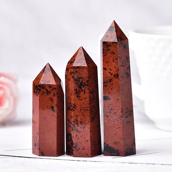 1KS Přírodní Crystal Point Červená Obsidián Hexagonální Sloupce Crystal Quartz Reiki Obelisk Věž Minerální Ornament, bytové Dekorace, Dárek