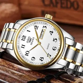 OLEVS Luxusní Pánské Hodinky Vodotěsné Datum, Hodiny Muži Náramkové hodinky z Nerezové Oceli Quartz Módní Obchod Ležérní Relogio Masculino