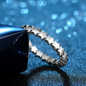2020 HOT PRODEJ Stříbrná Barva Hvězdičkový Zásnubní Prsteny pro Ženy, Svatební Móda Romonatic Prst Prsten Svatební Šperky pro Party